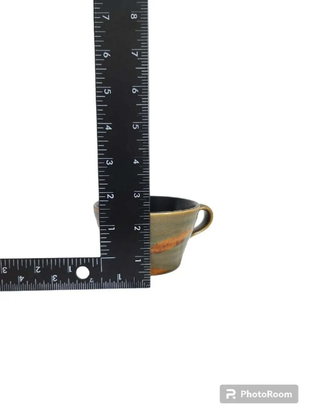 Set Of 2 Pier 1 DAKARA Tea Coffee Cup & Saucers Olive Green Black Interior Boho